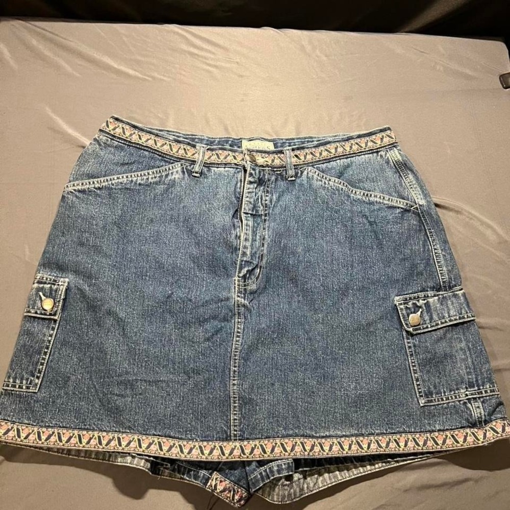 Basic Editions blue denim cargo skirt